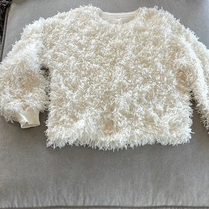 Xhilaration Sweater with frills. Off white with ribbed neck and wrist
